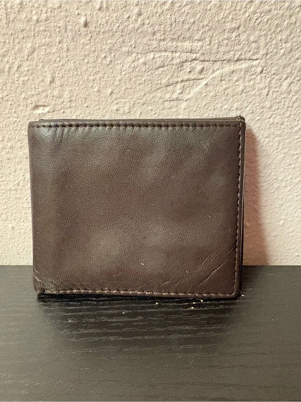Genuine Leather Brown Bifold Wallet ID Window Card Holder